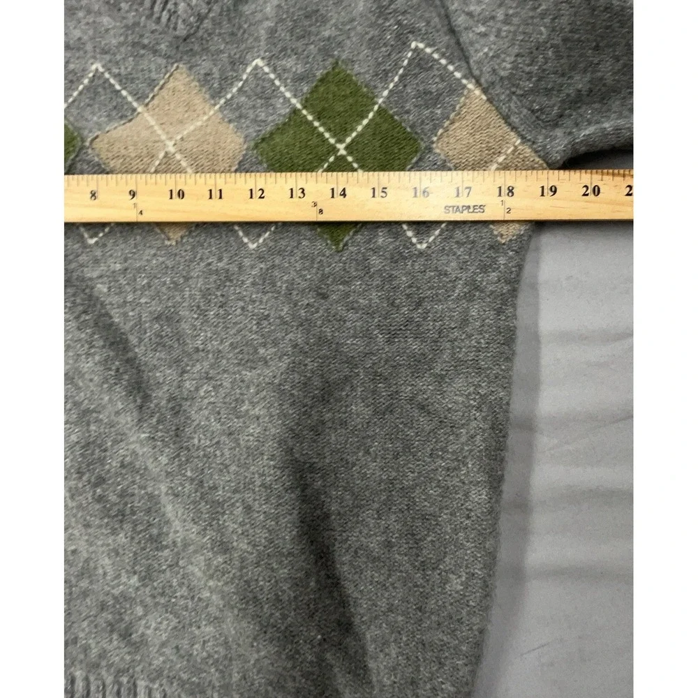 Banana Republic Wool Sweater Men S Gray Argyle V Neck Pullover Preppy Academia